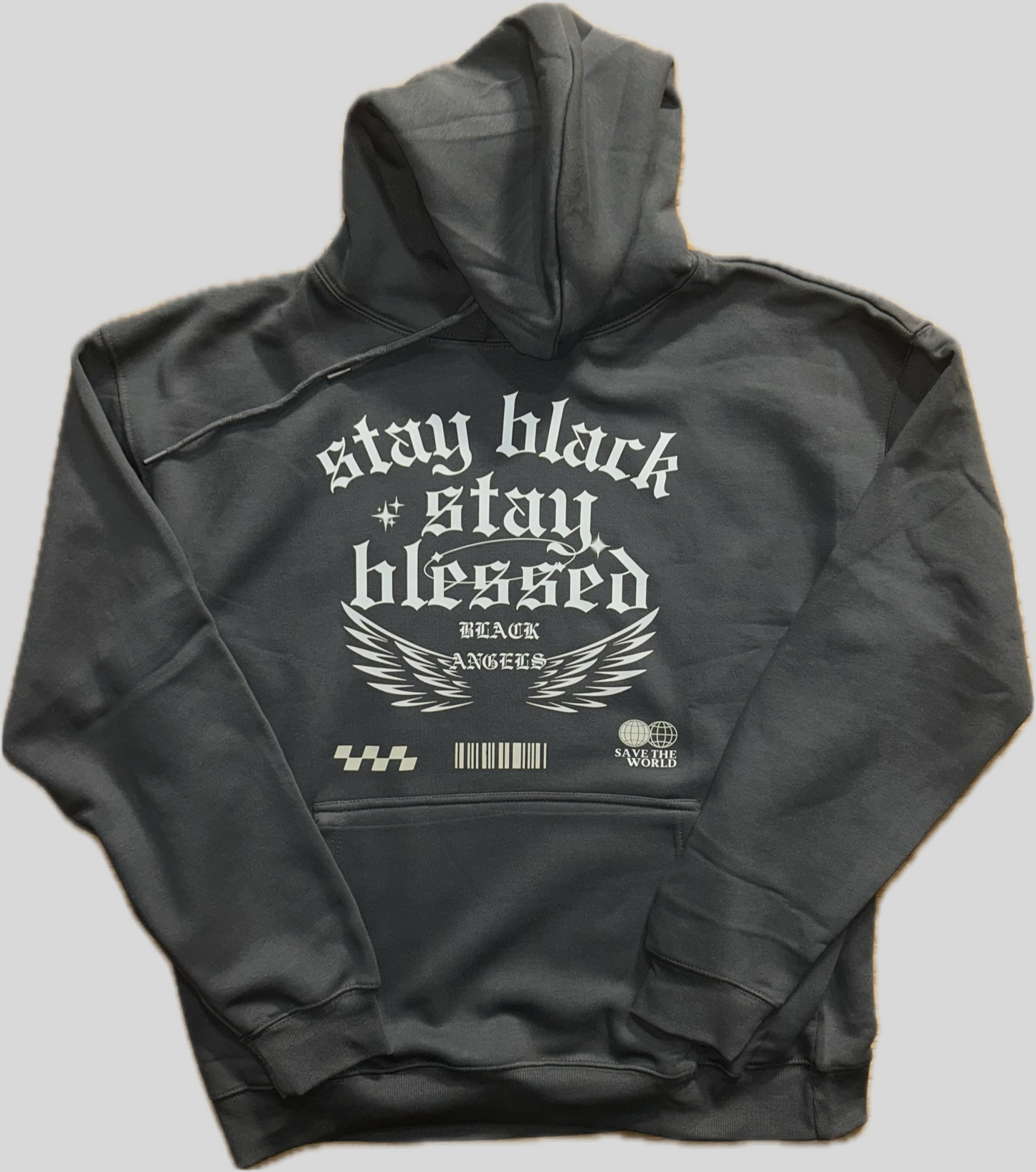 Black Angels stacked sweatsuit (metallic)