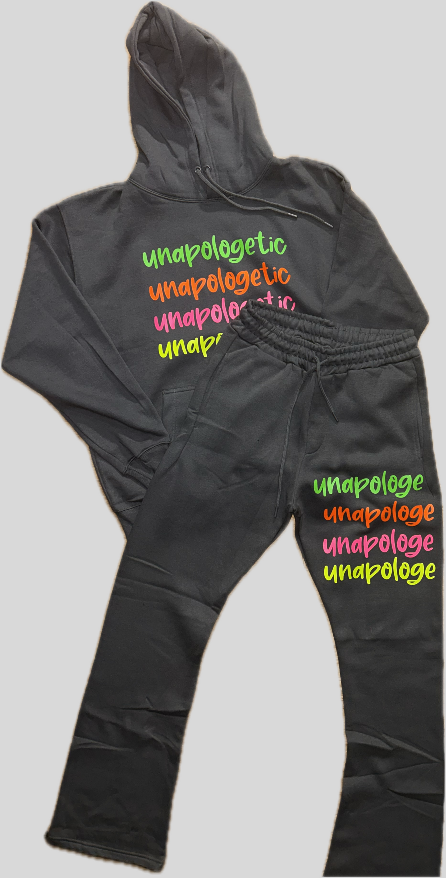 Unapologetic stacked sweatsuit (neon)