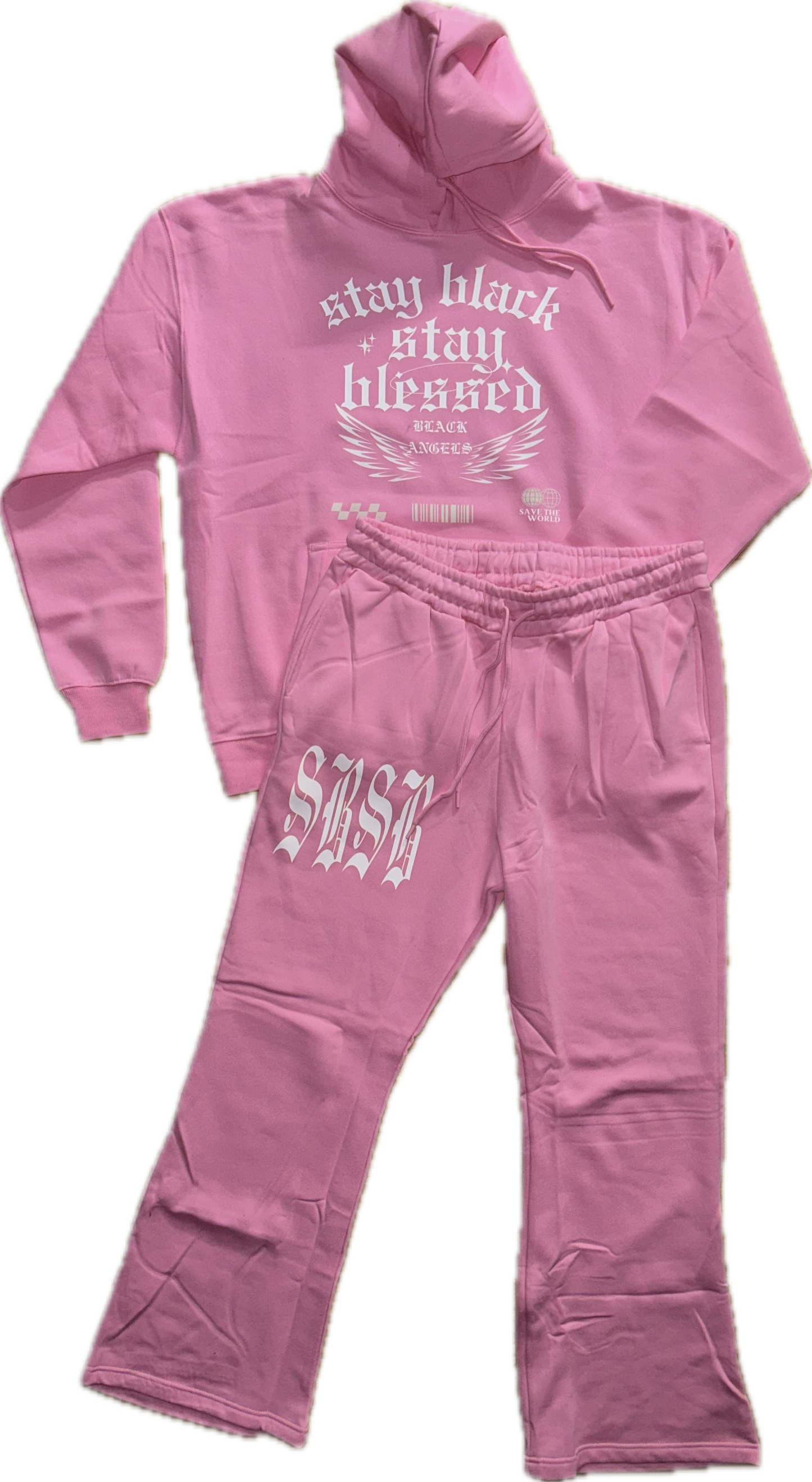 Blank Angels stacked sweatsuit ( Pink)