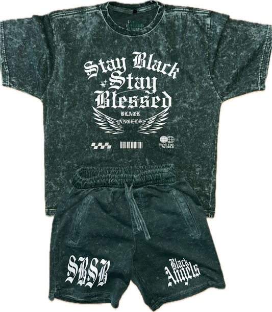 Black Angels Green Acidwash set