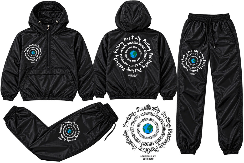 Pushing positivity windbreaker set black