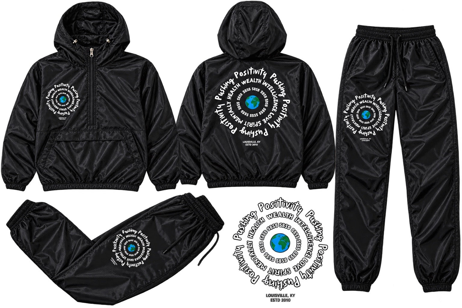 Pushing positivity windbreaker set black