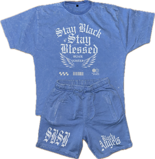 Black Angels Light blue Acidwash set
