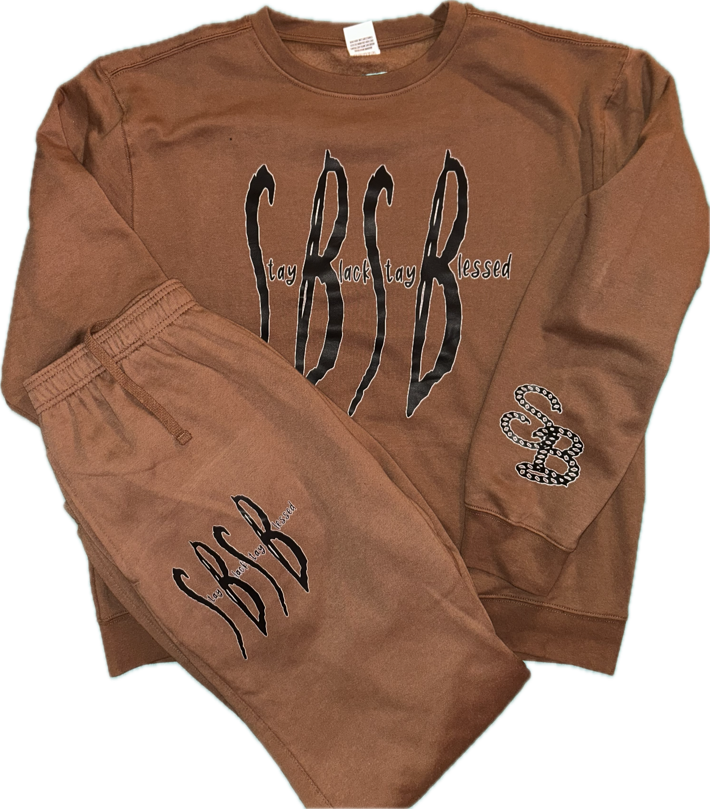 Stay Black Stay Blessed crew neck sweatsuit