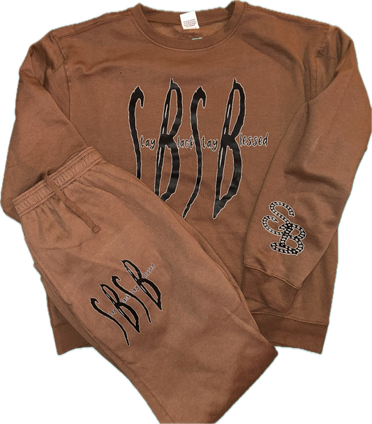 Stay Black Stay Blessed crew neck sweatsuit