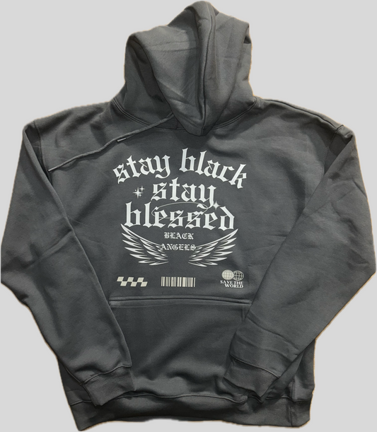 Black Angels stacked sweatsuit (metallic)